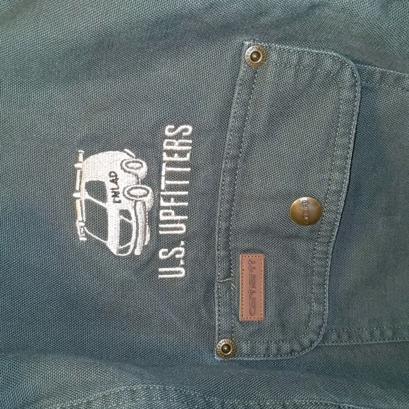 Carhartt Men's Size L Lined Snap Front Barn Chore Jacket Shacket Custom Logo - Picture 2 of 12